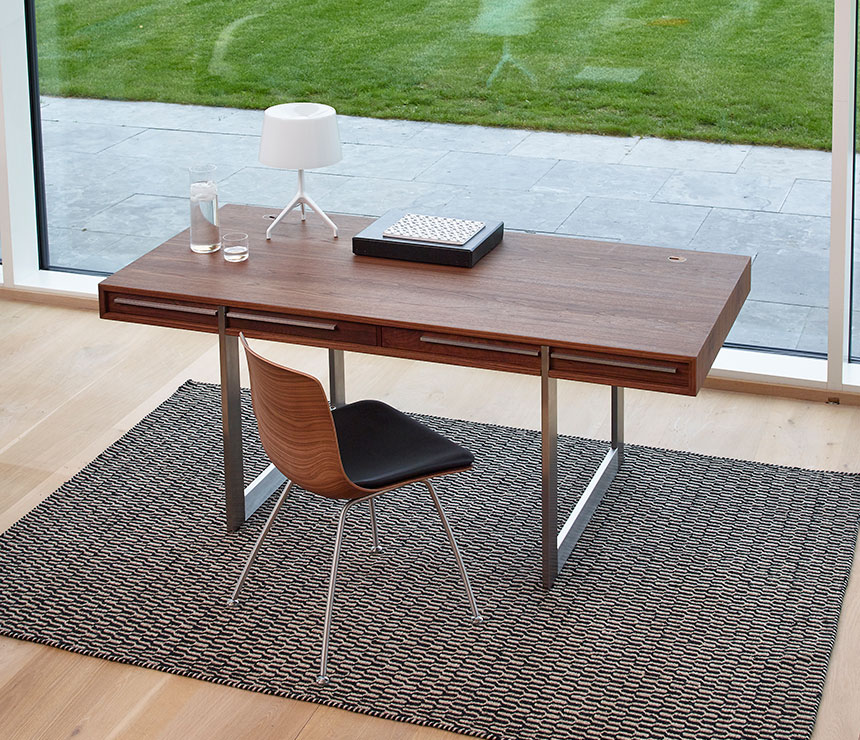 Danish modern walnut and steel desk