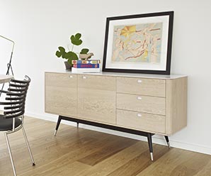 Beautiful Corian and solid hardwood retro Danish sideboard