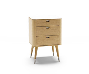 Compact Danish bedroom cabinet shown in solid ash wood
