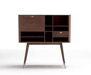 Danish retro-styled walnut bedroom cabinet made in solid wood
