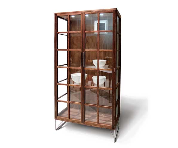 Ebbe Gehl-designed china cabinet with glass panels on the front and sides