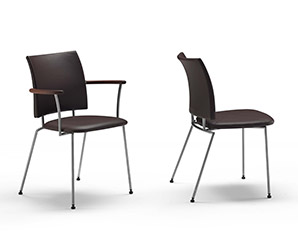Modern luxurious dining chairs made from steel, leather and solid wood