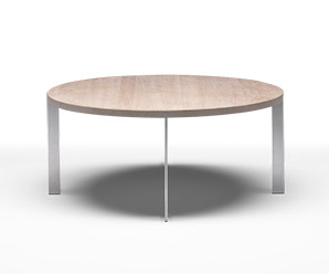 Solid oak wood round coffee table