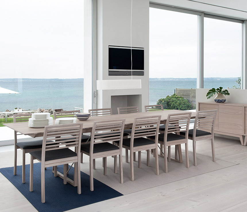 Danish veneered extended dining table