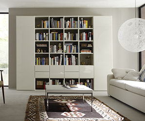 Living room lacquer or real beech wood veneer wall units
