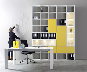 Focus coloured lacquer office cabinets