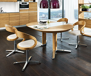 Luxury round walnut dining table