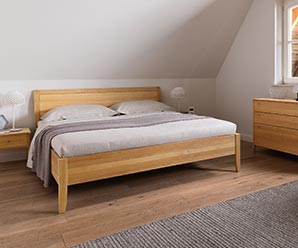 European traditional solid walnut bed