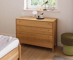 Designer bedroom cabinets shown in solid beech wood