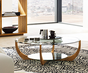 Juwel beech and glass coffee table