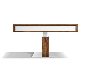 Height-adjustable solid hardwood coffee table with drawer