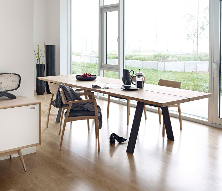 Light rectangular Danish oak dining table