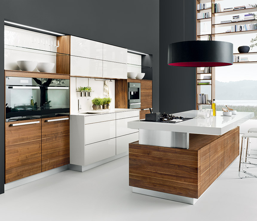 Linee luxury white and wood kitchens