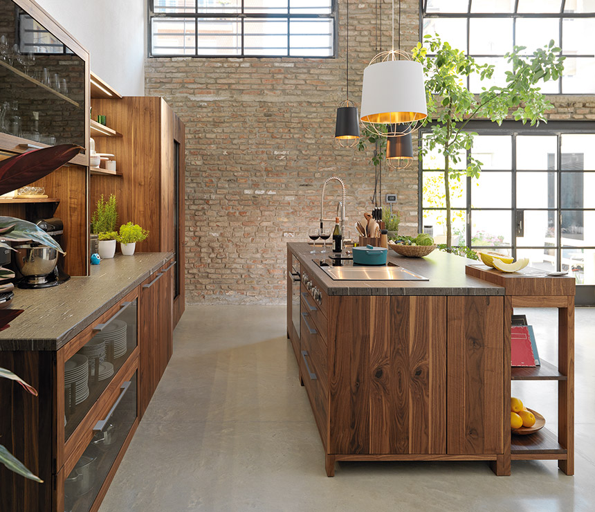 Loft high-end walnut kitchen