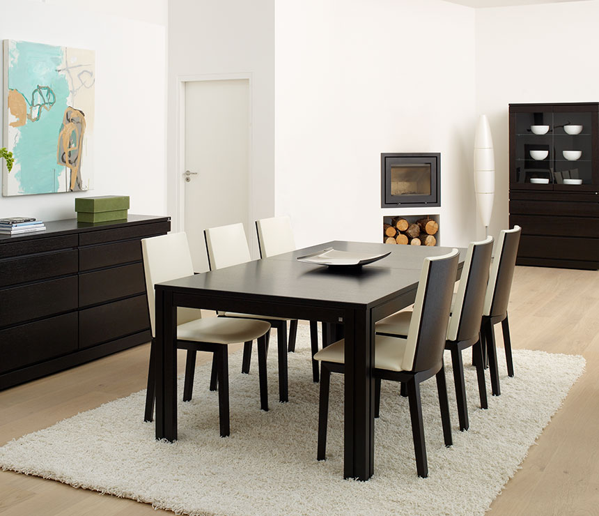 Long black wenge dining table from Denmark