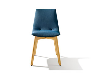 Upholstered or leather dining chair with a solid wood frame