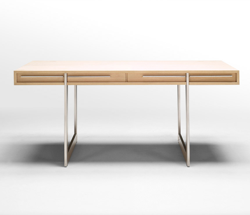 High-end luxury modern desk shown in ash and steel