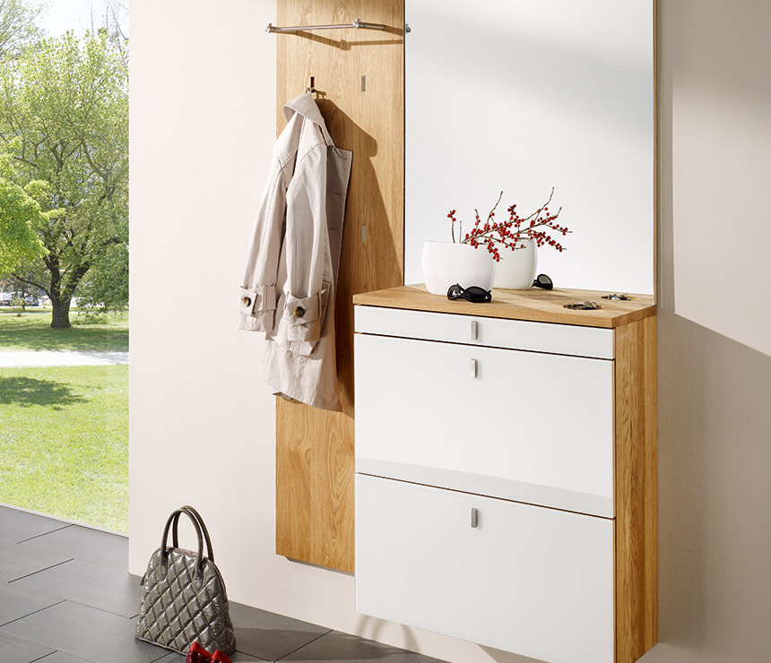 Luxury modern high-end hallway cabinet, mirror and coat rack