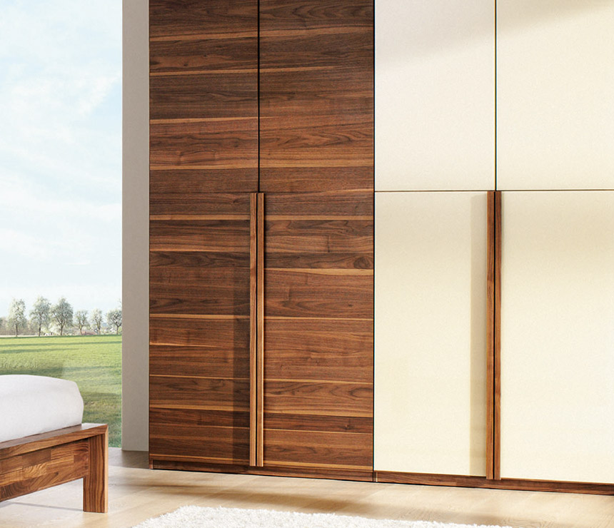 High-end luxury modern walnut and glass wardrobe