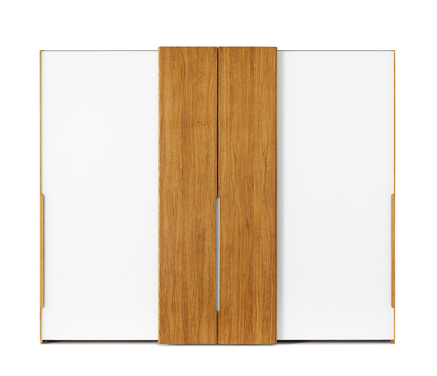 Luxury modern wardrobe shown in oak