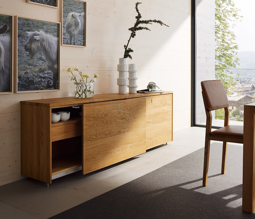 Cubus luxury sideboard with front panel partially open