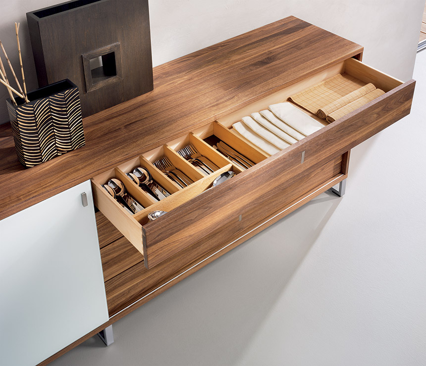 Cutlery drawer in the high-end sideboard - Cubus
