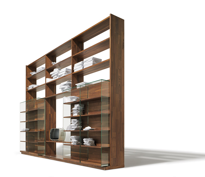 Luxury sliding wall units shown in walnut