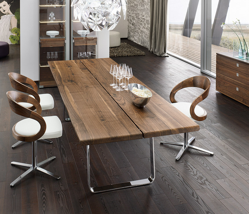 luxury walnut metal dining table