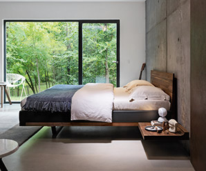 European contemporary solid walnut wood bed