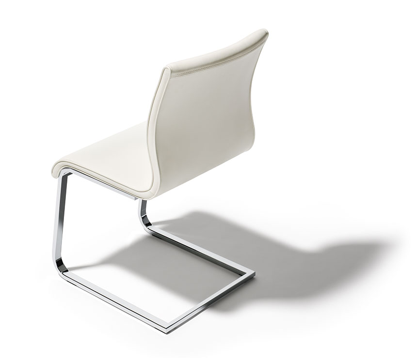 Luxury white leather cantilever dining chair