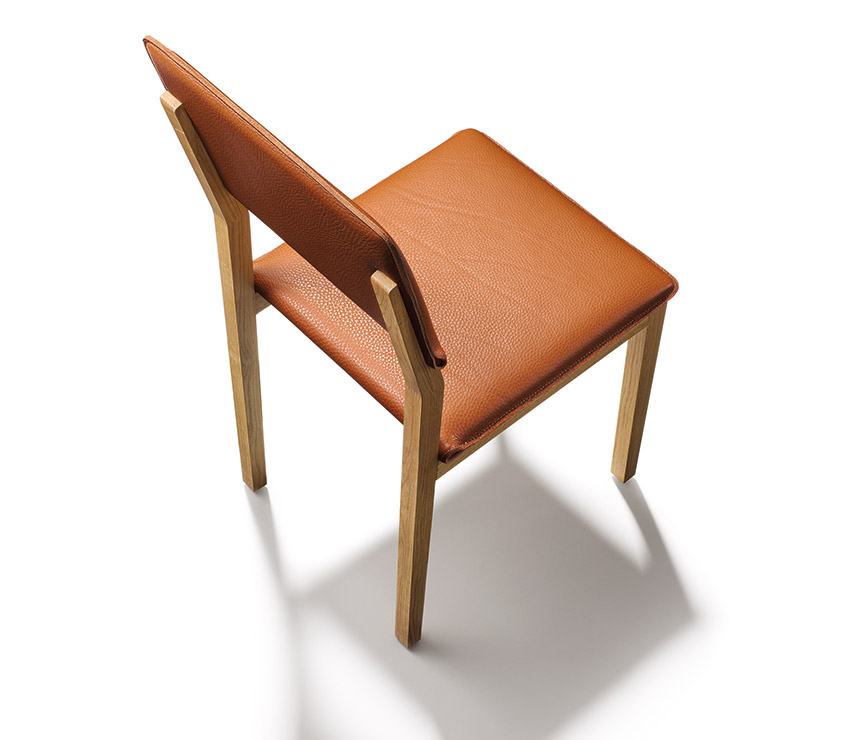 Luxury wood and leather dining chair