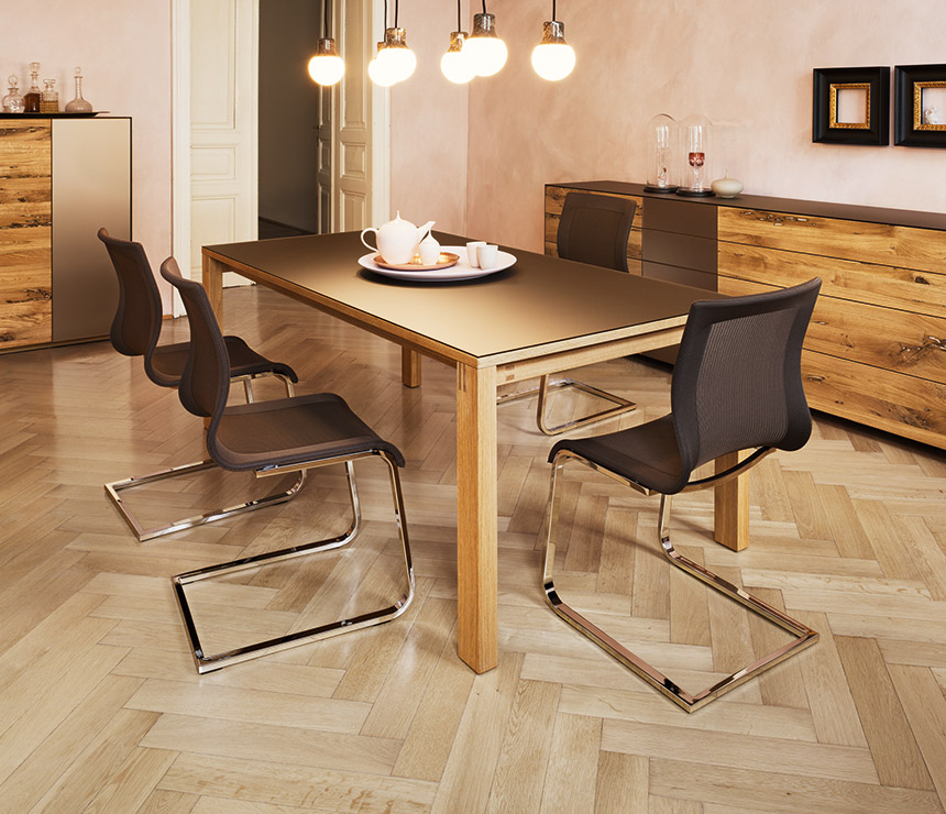 Walnut extendable dining table