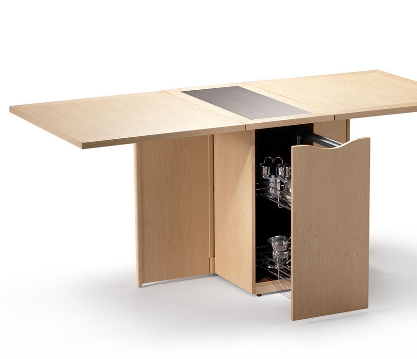 Maple gate-leg dining table with storage