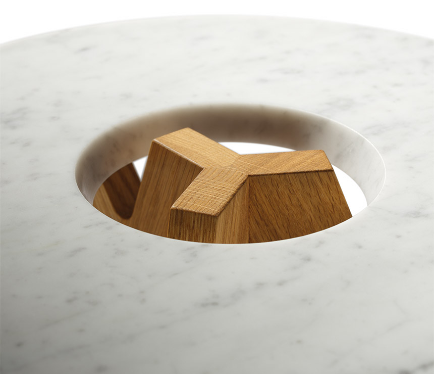 Marble-topped wood coffee table from Austria