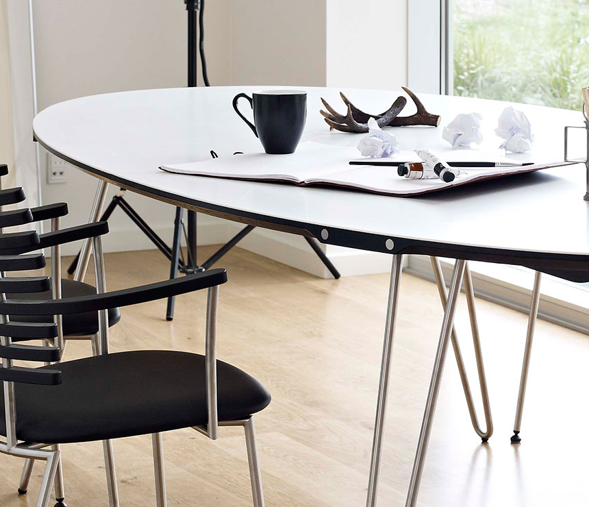 Modern Danish Corian dining table close-up