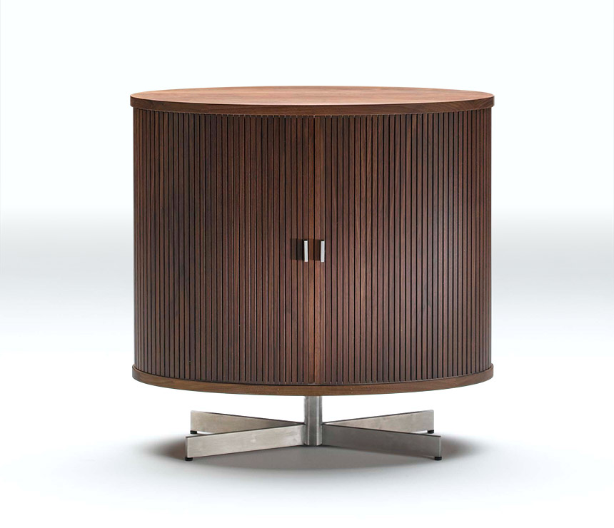 Tall modern tambour door media cabinet