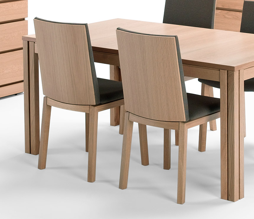 Modern wood and upholstered dining chair
