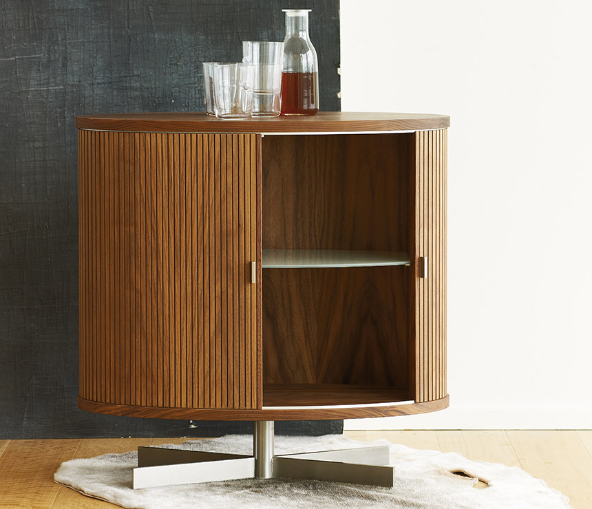 Modern tambour door drinks cabinet from Denmark