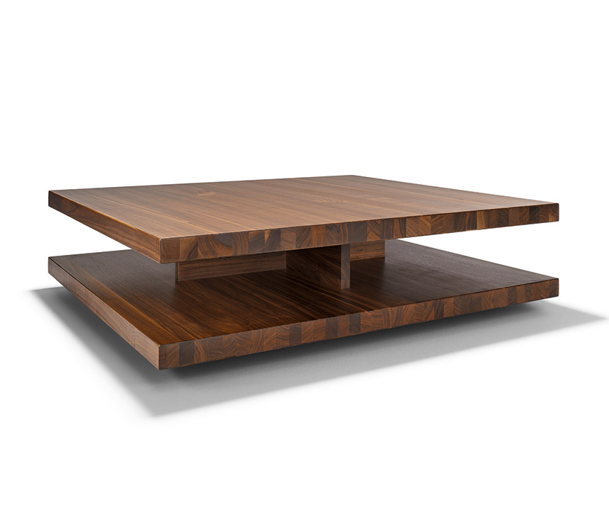 The c3 modern solid wood coffee table shown in walnut