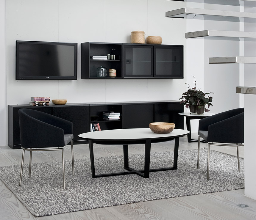 Modular bookcase shown wall hanging
