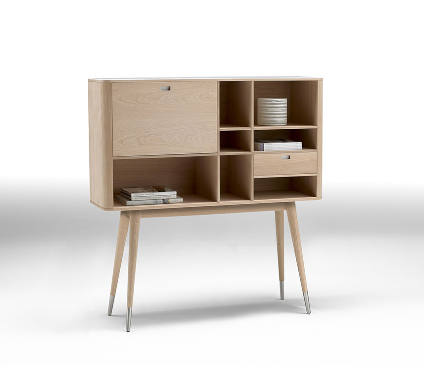 Retro Corian and alder office cabinet