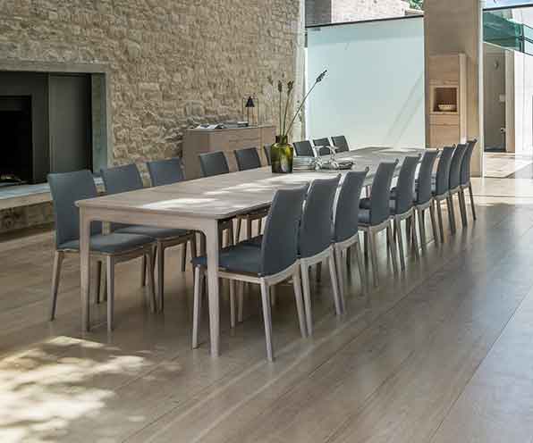 Intelligently designed very long Danish dining table