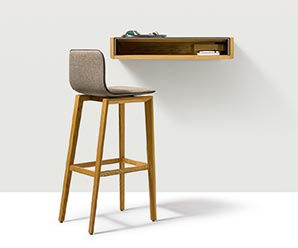 leather and solid wood hallway console with storage