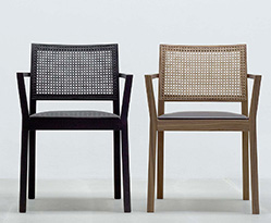 Modern stackable walnut dining chairs
