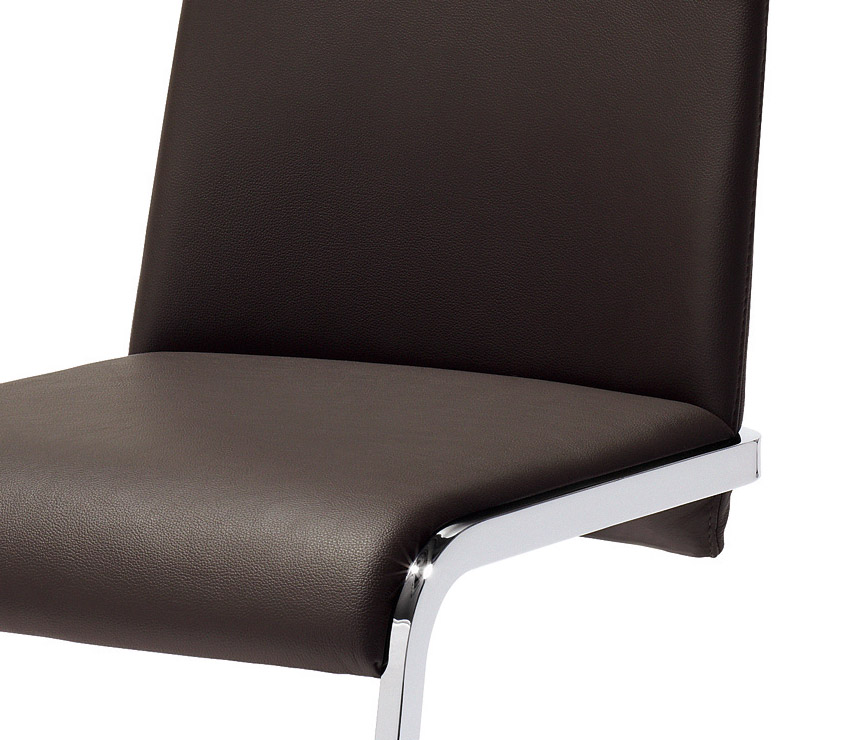 The F1 cantilever dining chair shown with steel chrome frame