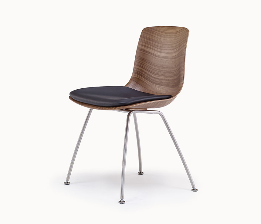Walnut dining chair with steel legs