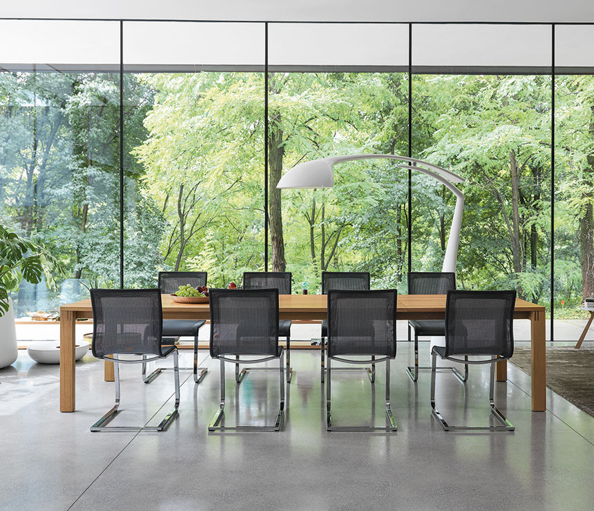Team7's most popular solid hardwood dining table shown in oak