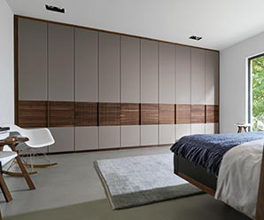 Relief walnut wardrobe installation