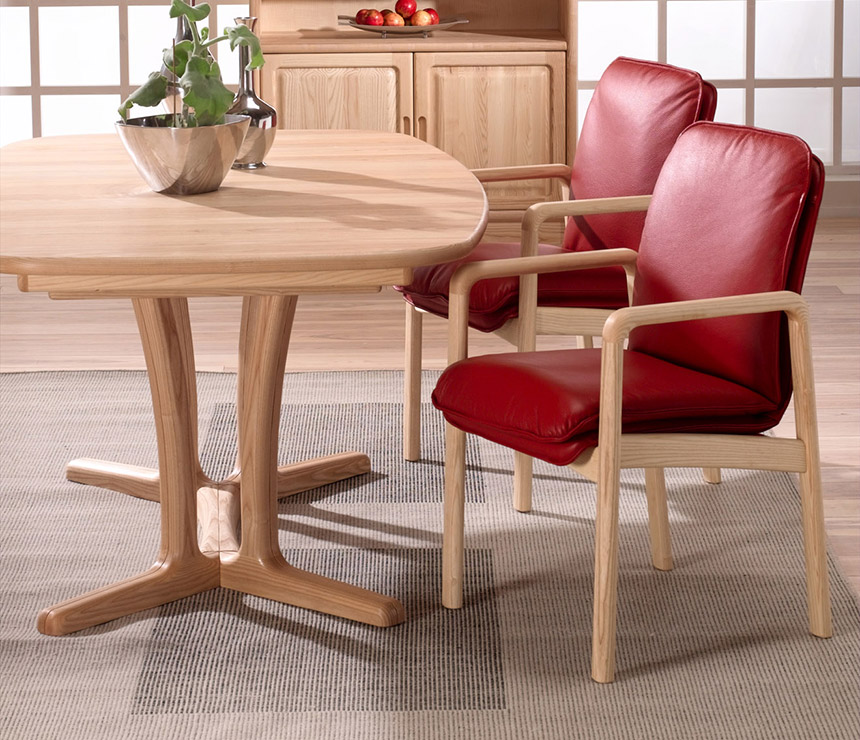 Traditional leather-upholstered dining chair from Denmark