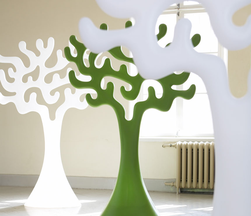Tree breakout, lobby or reception area room dividers
